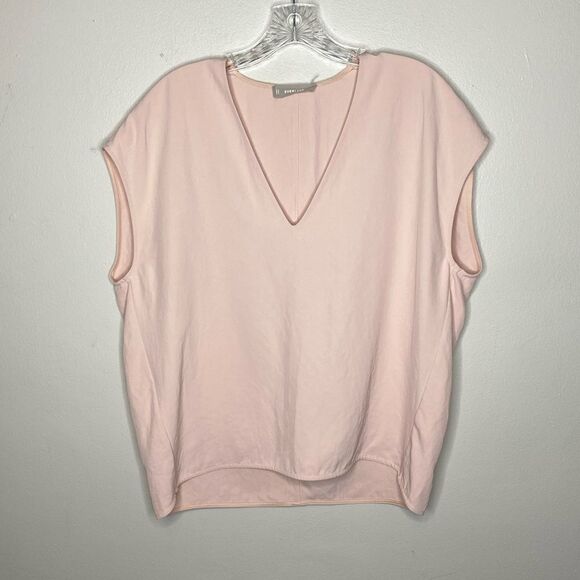 Everlane V Neck Short Sleeve Soft Pink Blouse 4 - Picture 2 of 6